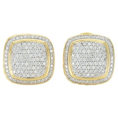 Vintage 1990 Boucles d
oreilles carrées en or et diamants David Yurman