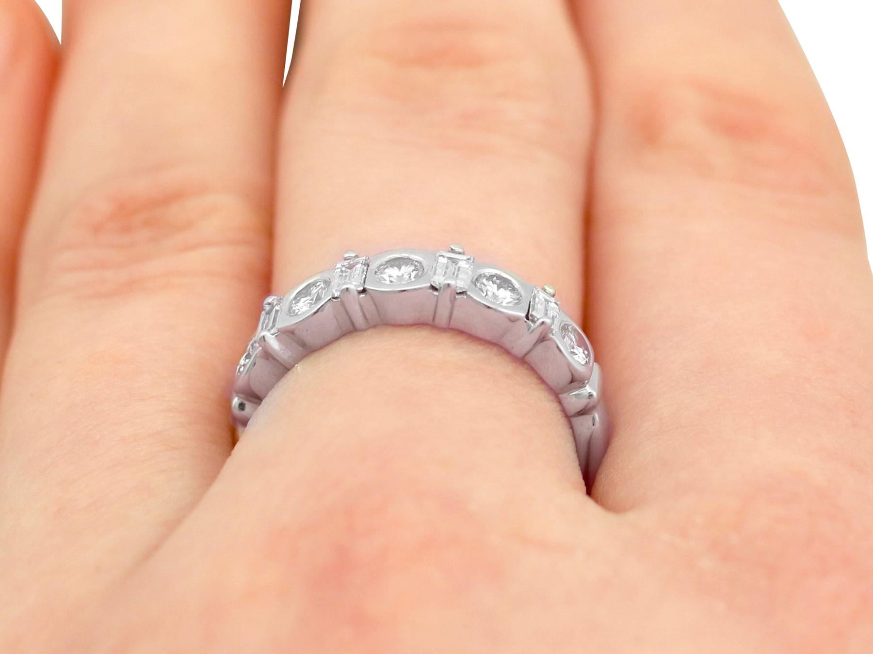 Vintage 1990s Diamond and White Gold Half Eternity Ring For Sale 2