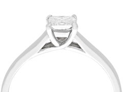 Vintage Princess Cut Diamond and White Gold Solitaire Engagement Ring