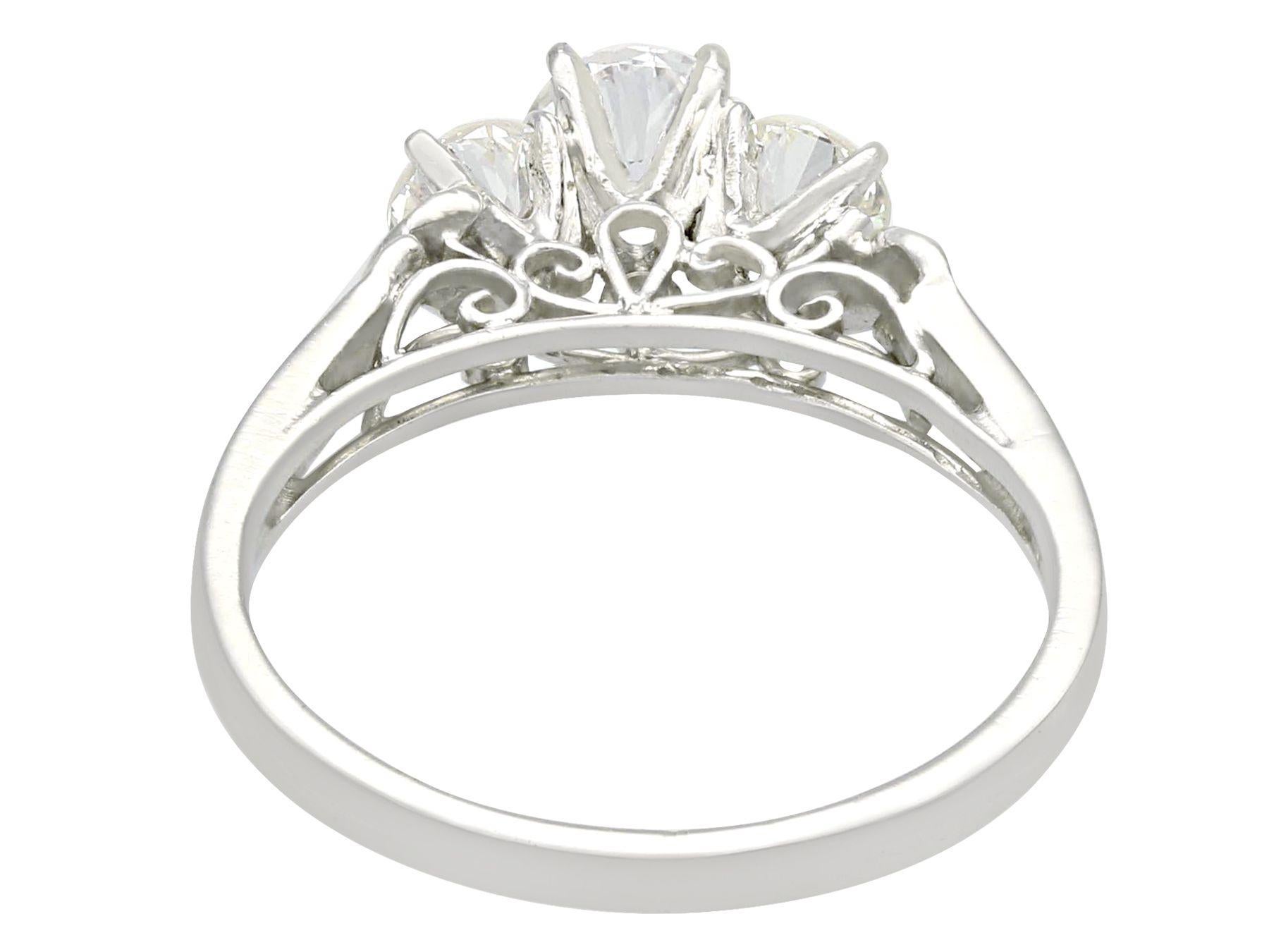 Vintage 1990s Diamond and White Gold Three-Stone Ring For Sale at ...