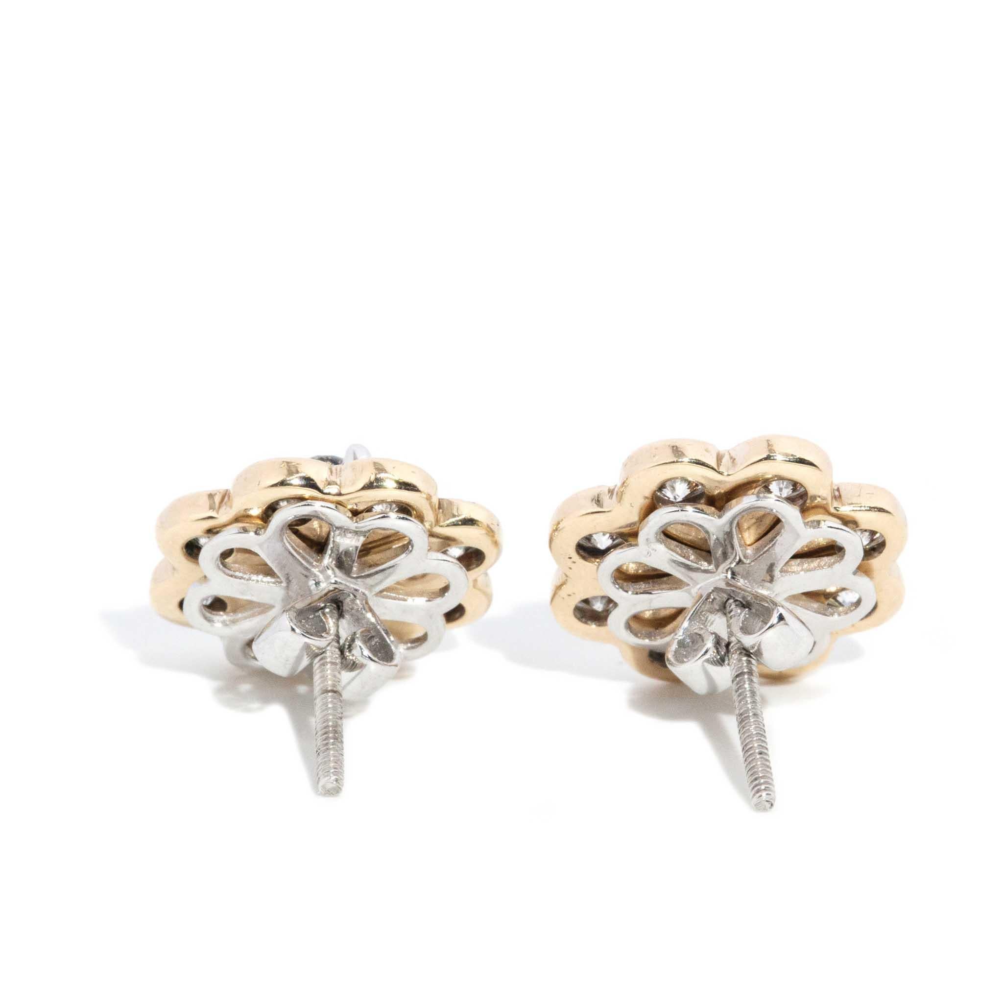 Vintage 1990s Diamante Studs 18 Carat Gold 9 Carat Diamond Jackets en venta 3