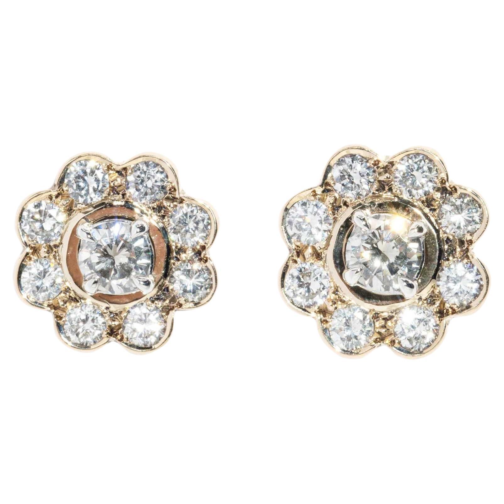 Vintage 1990s Diamond Studs 18 Carat Gold 9 Carat Diamond Jackets
