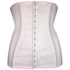 Vintage 1990's Dolce & Gabbana Pin-Up Sheer Ivory Lace Corset Waist Cincher