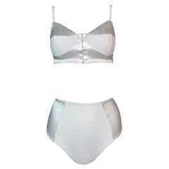 Vintage 1990's Dolce & Gabbana Pin-Up White High Waist Lingerie Set