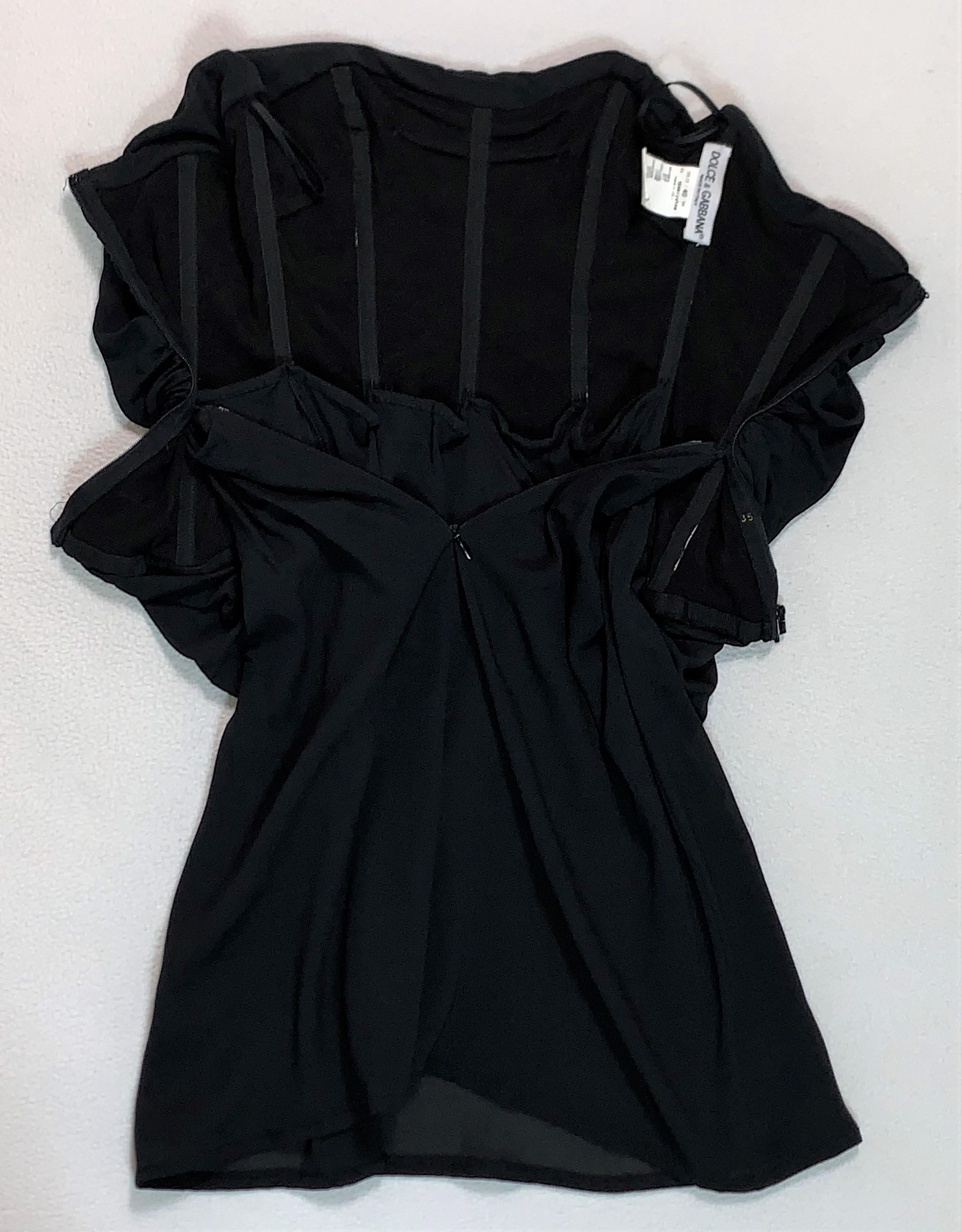 Vintage 1990's Dolce & Gabbana Sheer Black Ruched Strapless Mini Dress In Good Condition In Yukon, OK