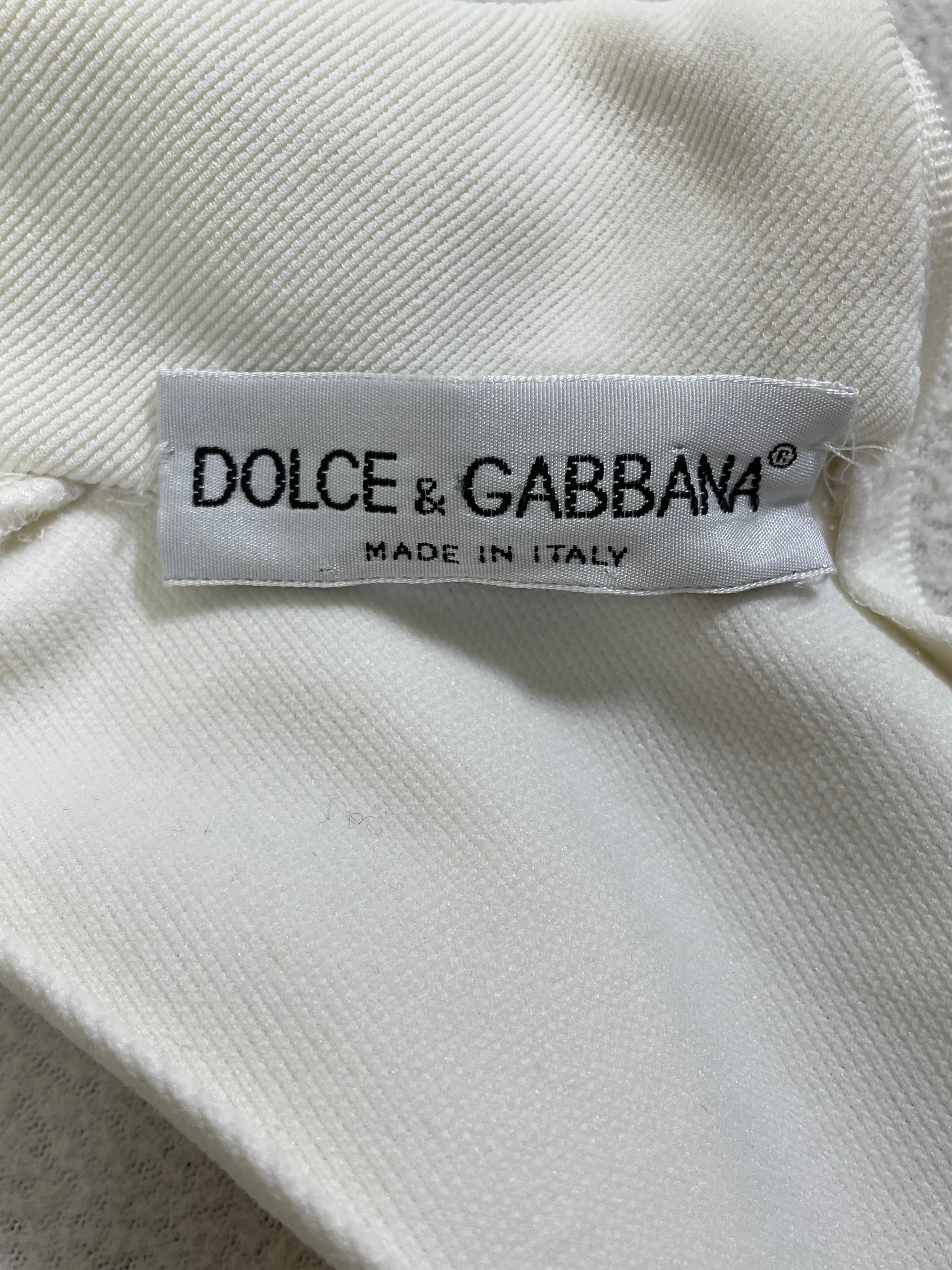 Vintage 1990's Dolce & Gabbana White Logo Clasp Crop Top & Mini Skirt Set In Good Condition In Yukon, OK