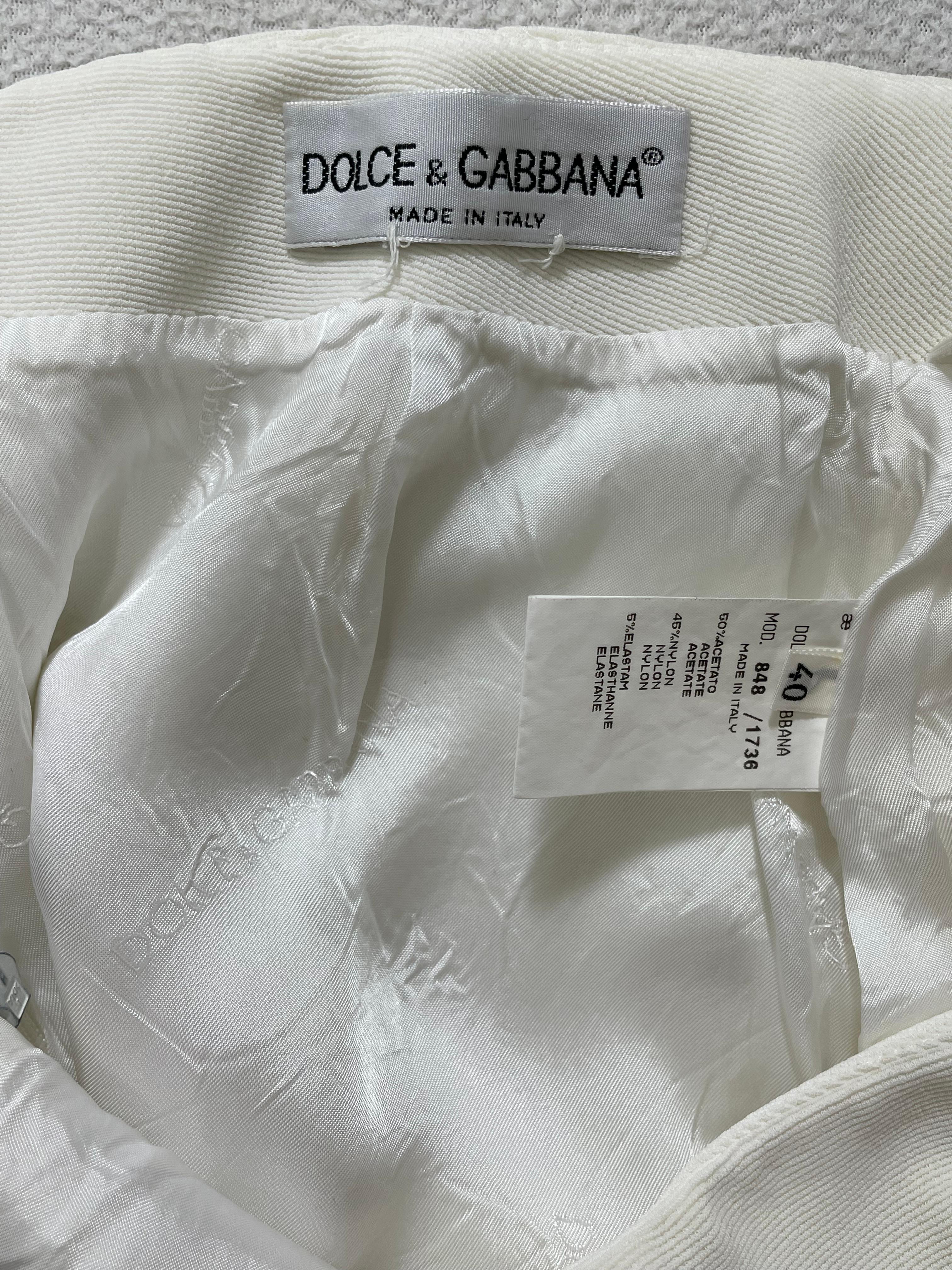 Vintage 1990's Dolce & Gabbana White Logo Clasp Crop Top & Mini Skirt Set 1