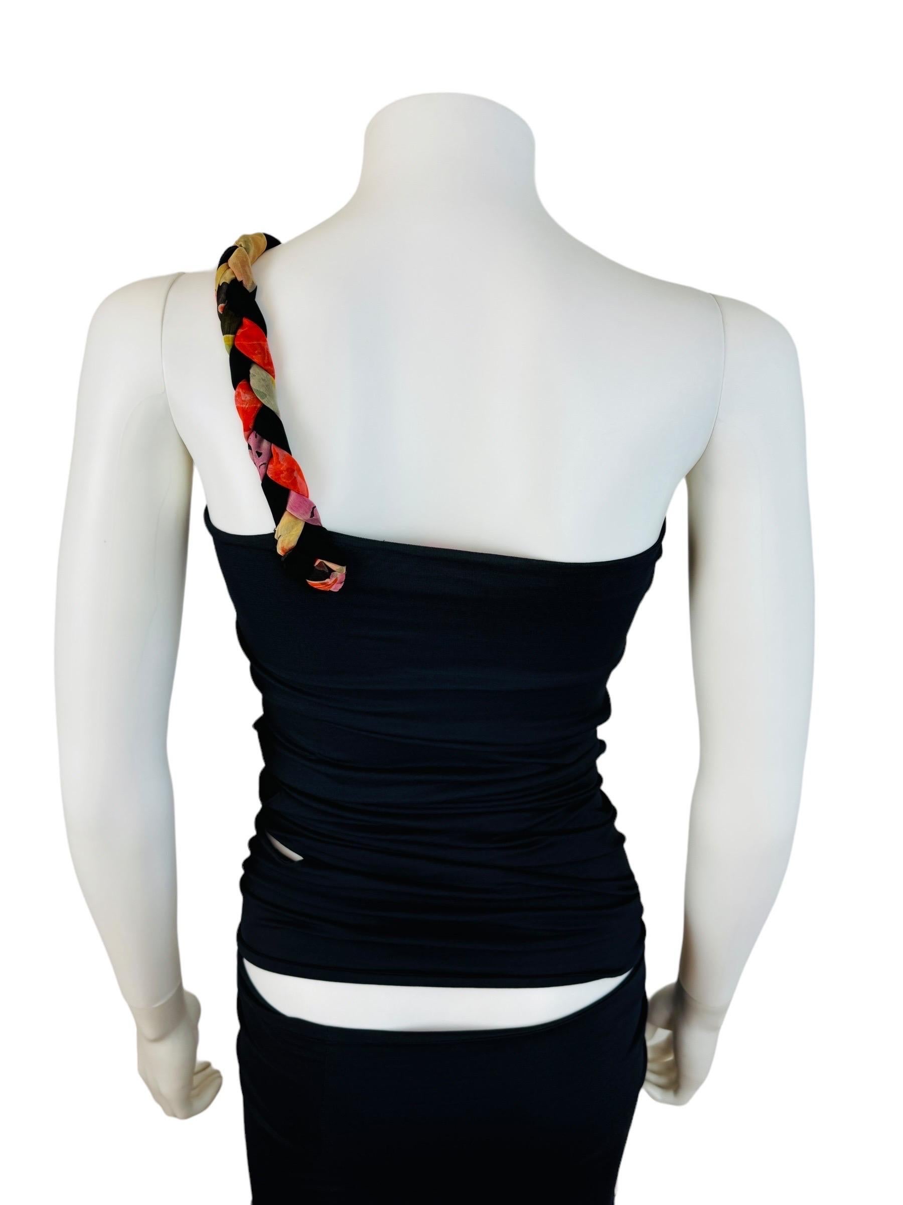 Vintage 1990s Emanuel Ungaro Cut Out Asymmetrical Phoenix Birds Maxi Dress 6
