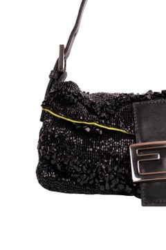 Vintage 1990'S Fendi Black Sequin Baguette Bag
