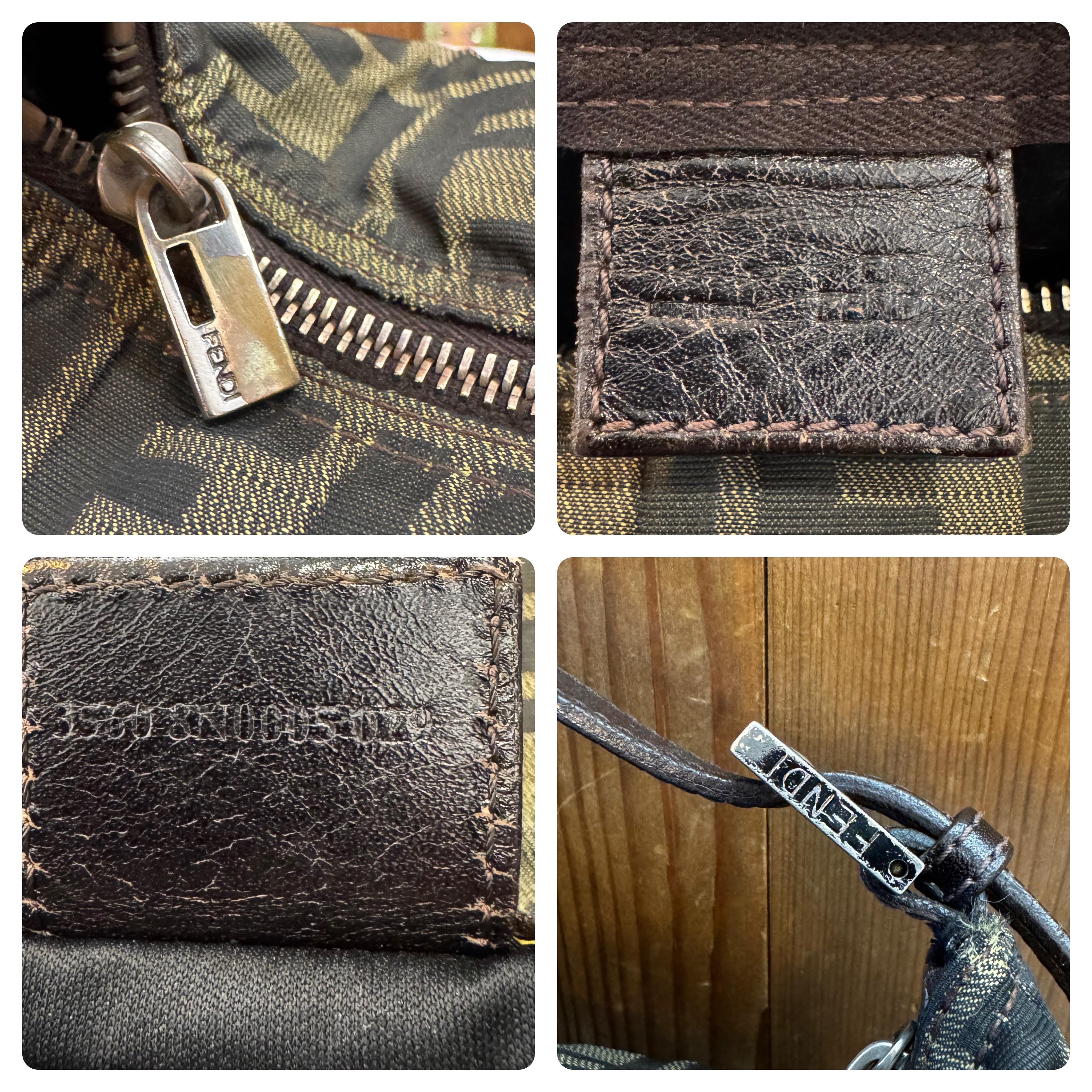 1990s Vintage FENDI Brown Zucca Jacquard Pouch Handbag For Sale 2