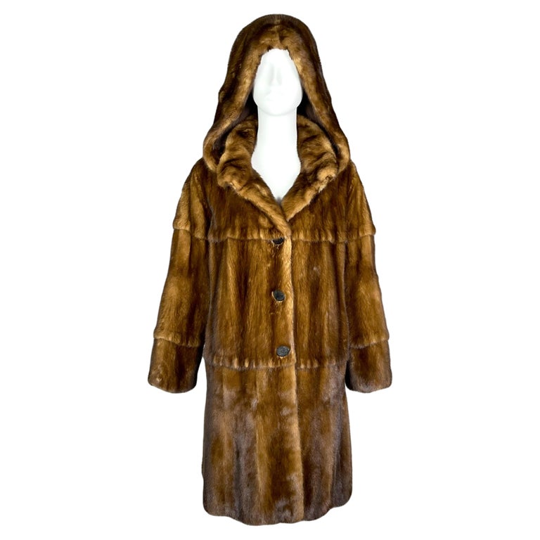 Vintage 1990's Fendi by Karl Lagerfeld Mink Fur Hooded Coat Jacket