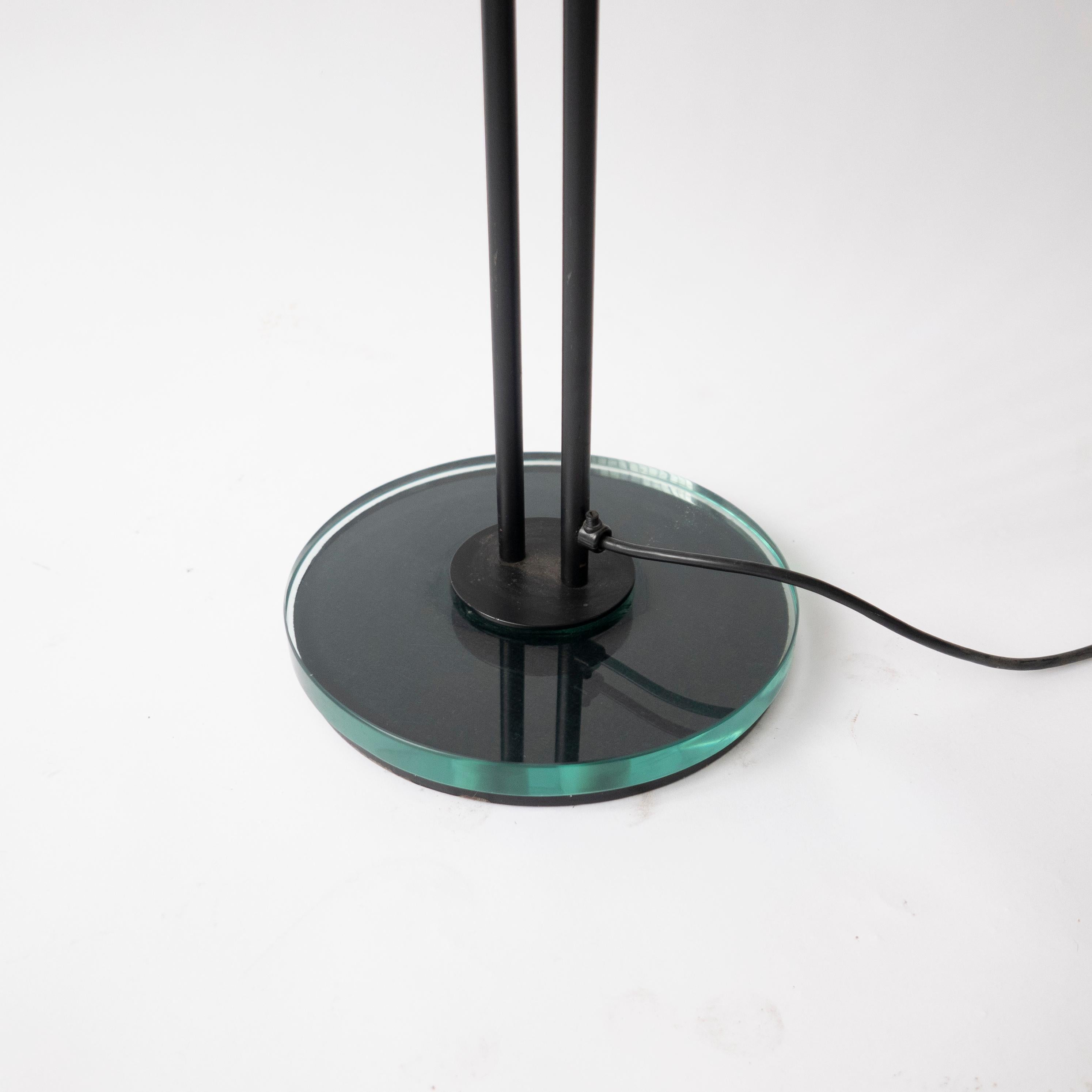 Late 20th Century Vintage 1990s Fontana Arte Style Floor Lamp in Black Metal and Light Blue Glass For Sale