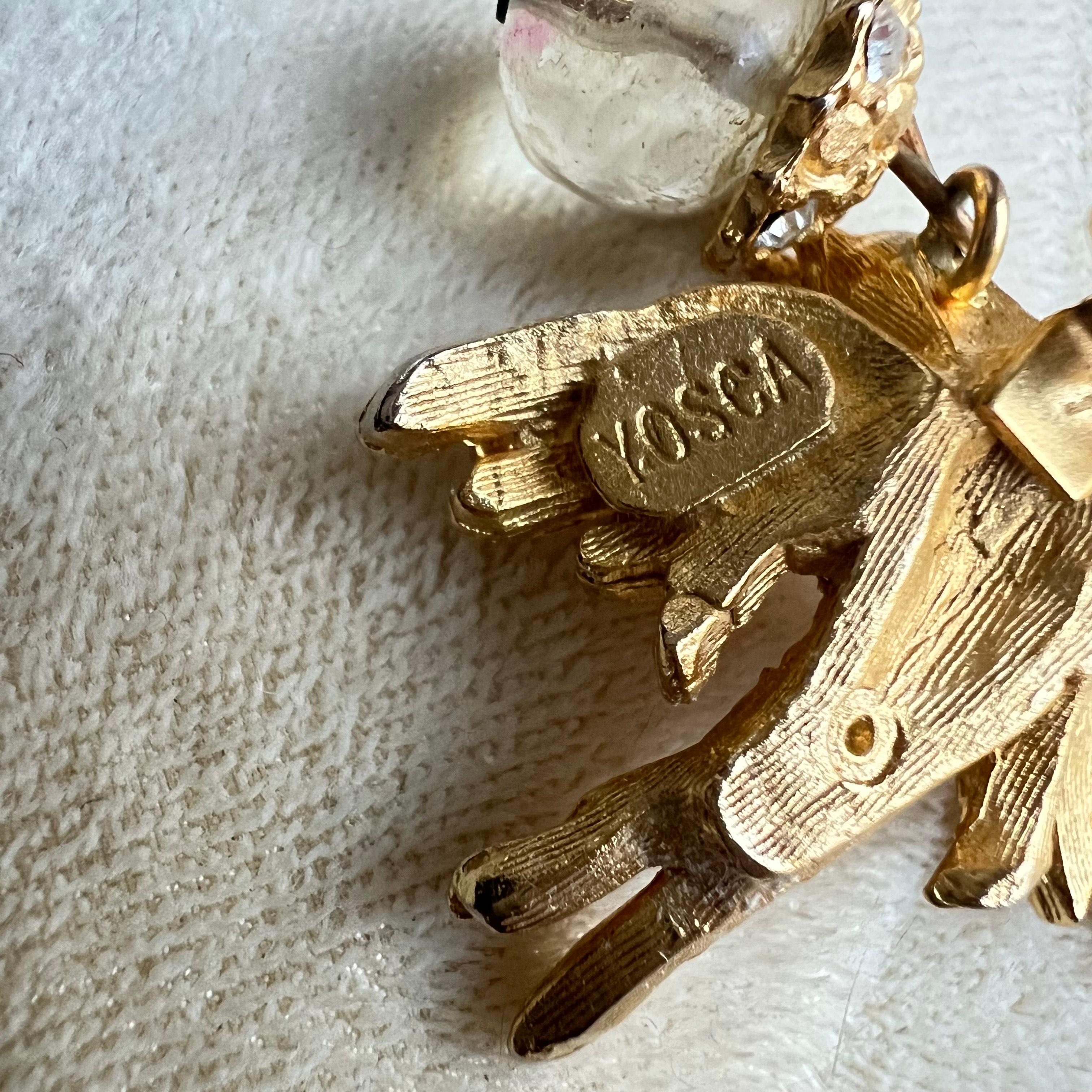 Vintage 1990s Gerard Yosca Bird Earrings Gripoix Clip-On For Sale 2