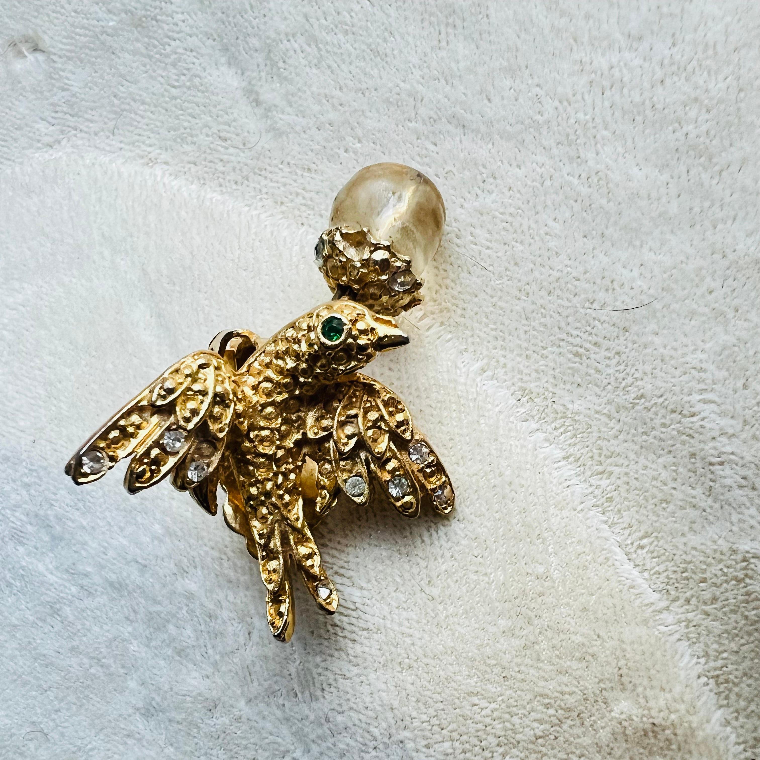 20th Century Vintage 1990s Gerard Yosca Bird Earrings Gripoix Clip-On For Sale