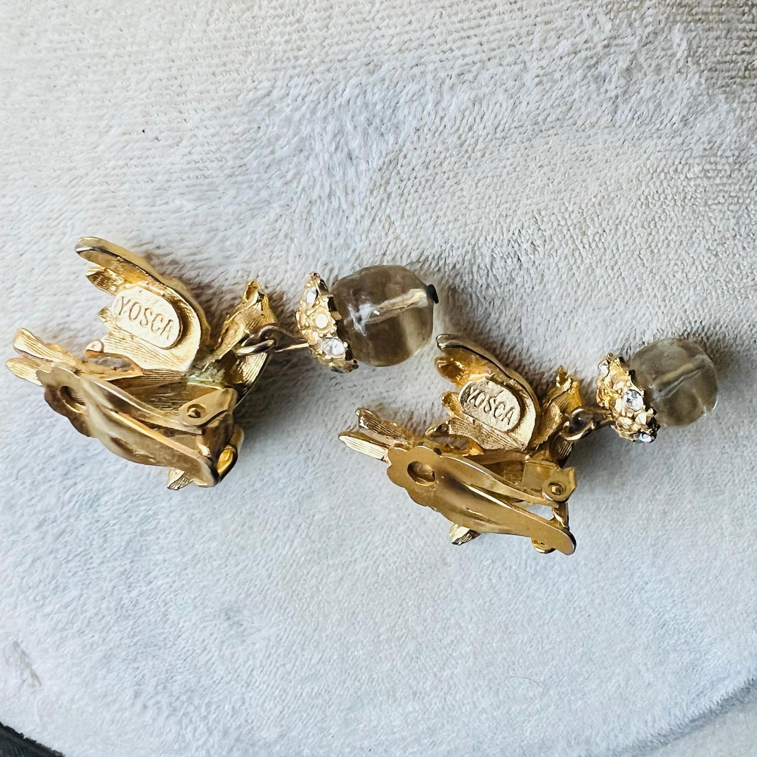 Vintage 1990s Gerard Yosca Bird Earrings Gripoix Clip-On For Sale 1