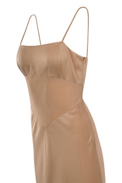 Vintage 1990's Gianfranco Ferre Beige Gold Satin Dress