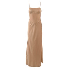 Vintage 1990's Gianfranco Ferre Beige Gold Satin Dress
