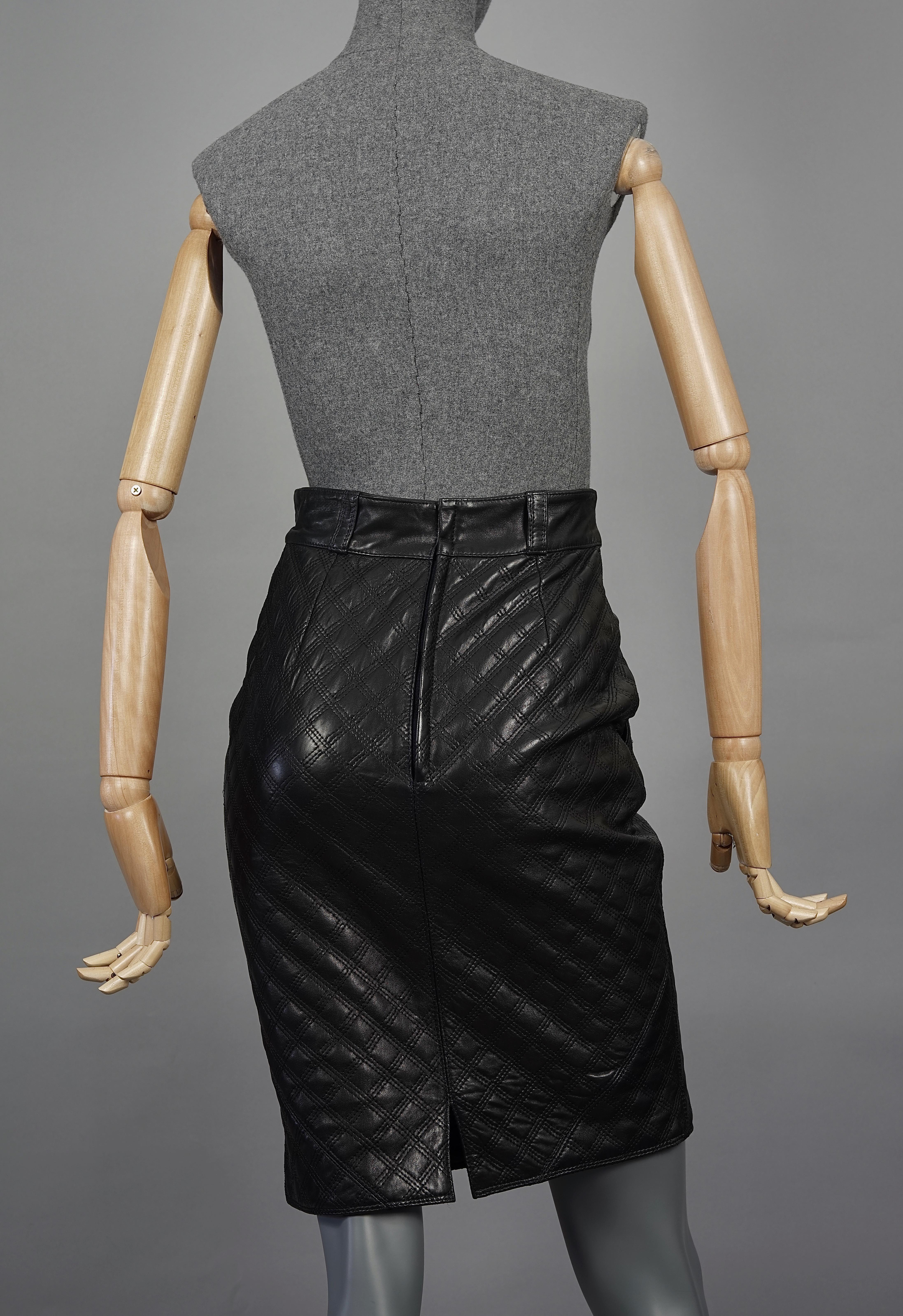 leather quilted skirt