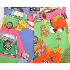 Vintage 1990's Gianni Versace Colourful 'Betty Boop' High waisted Pattern Jeans