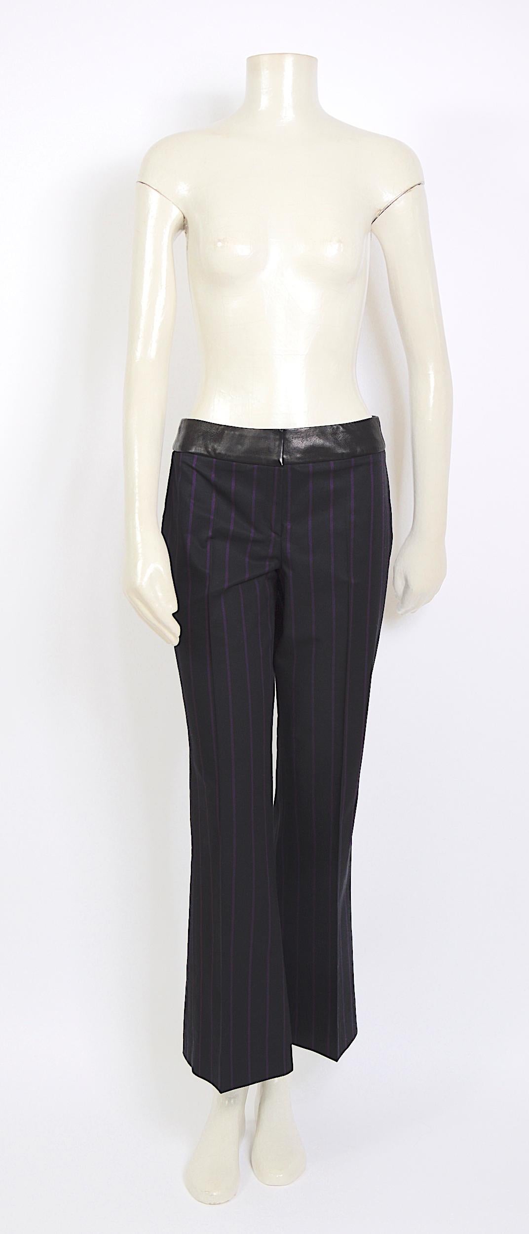 Black Vintage 1990s Gianni Versace striped black wool/silk & leather detail suit For Sale