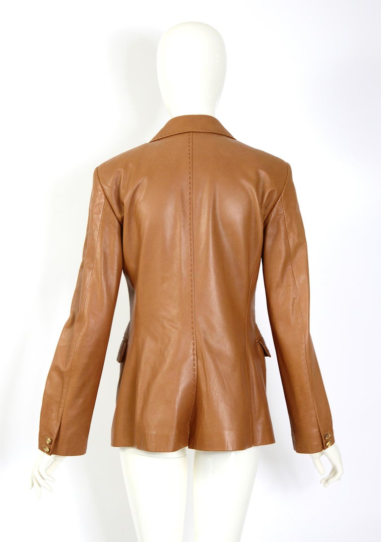 Vintage 1990s Gianni Versace timeless soft leather tailored jacket 