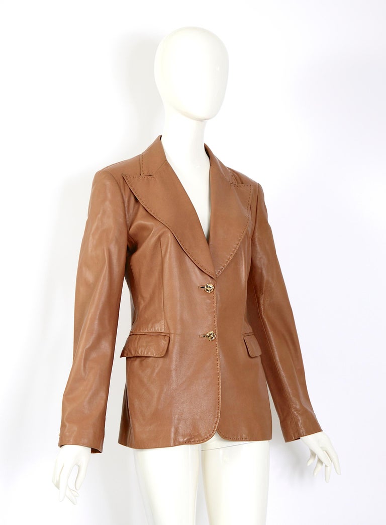 Vintage 1990s Gianni Versace timeless soft leather tailored jacket 