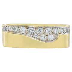 Vintage 1990s Gold Square Ring with Diamonds