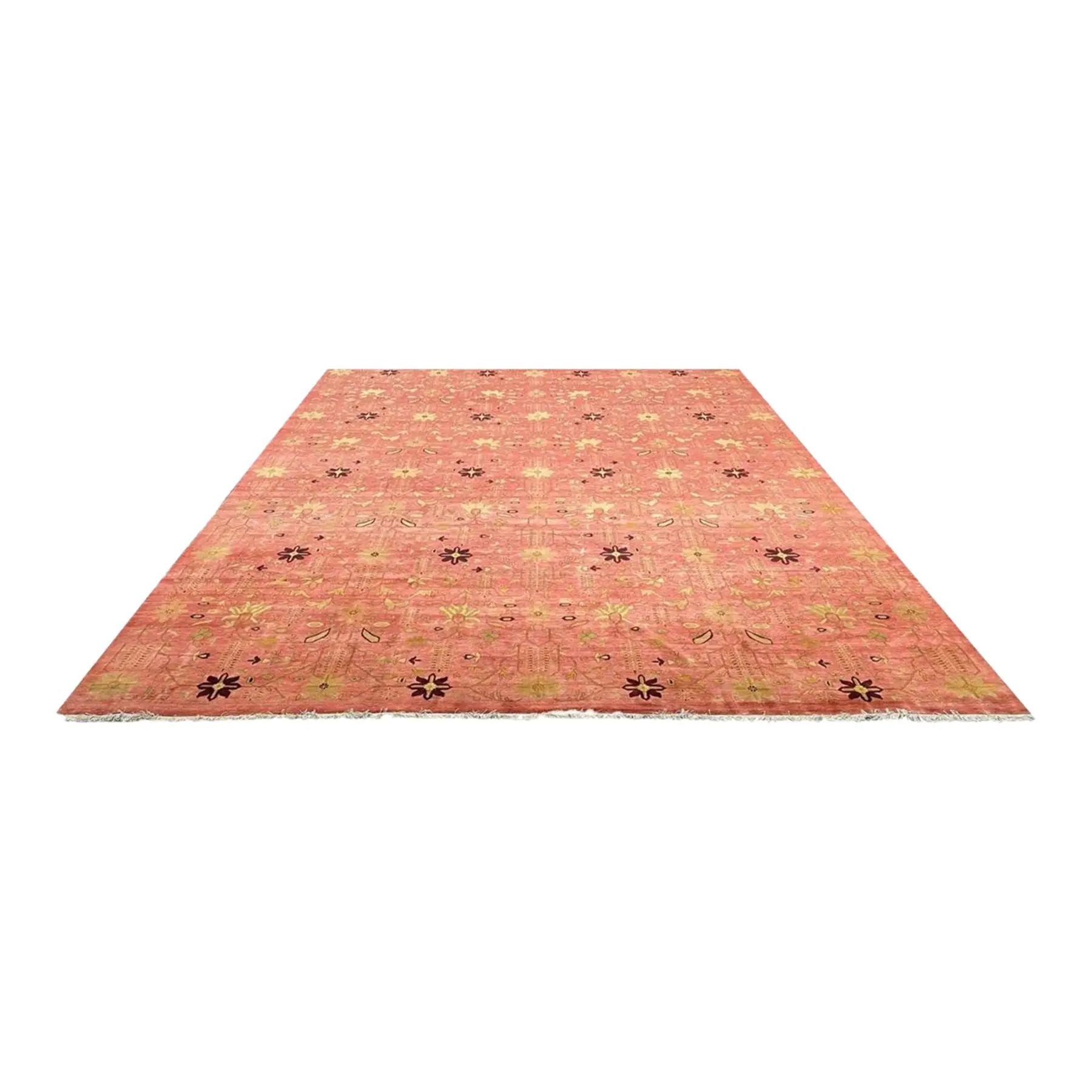 Vintage 1990s Handwoven Tribal Wool Rug, Transitional Design, 12'0" x 16'0" For Sale