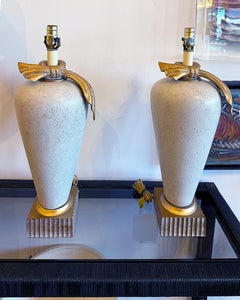 Vintage 1990s Hollywood Regency Plaster Table Lamps, Pair