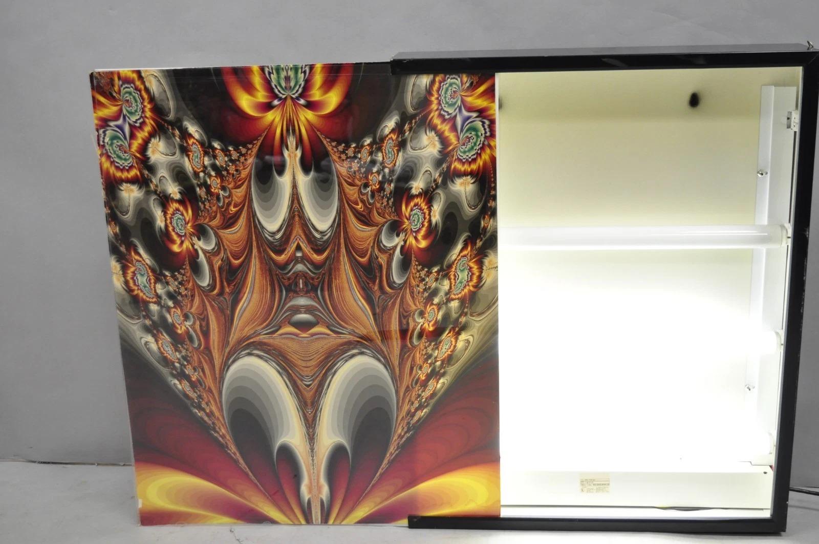 Vintage 1990 Illuminated Shadowbox Psychedelic Wall Art Encadré Poster 30x24 en vente 4