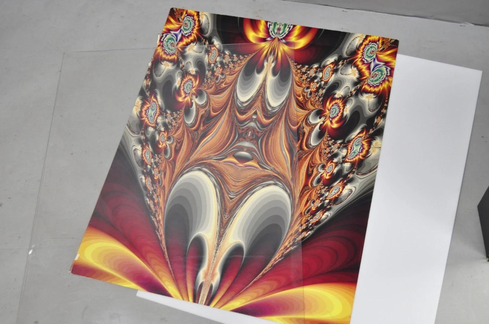 Vintage 1990 Illuminated Shadowbox Psychedelic Wall Art Encadré Poster 30x24 en vente 11