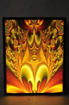 Vintage 1990s Illuminated Shadowbox Psychedelic Wall Art Framed Poster 30x24