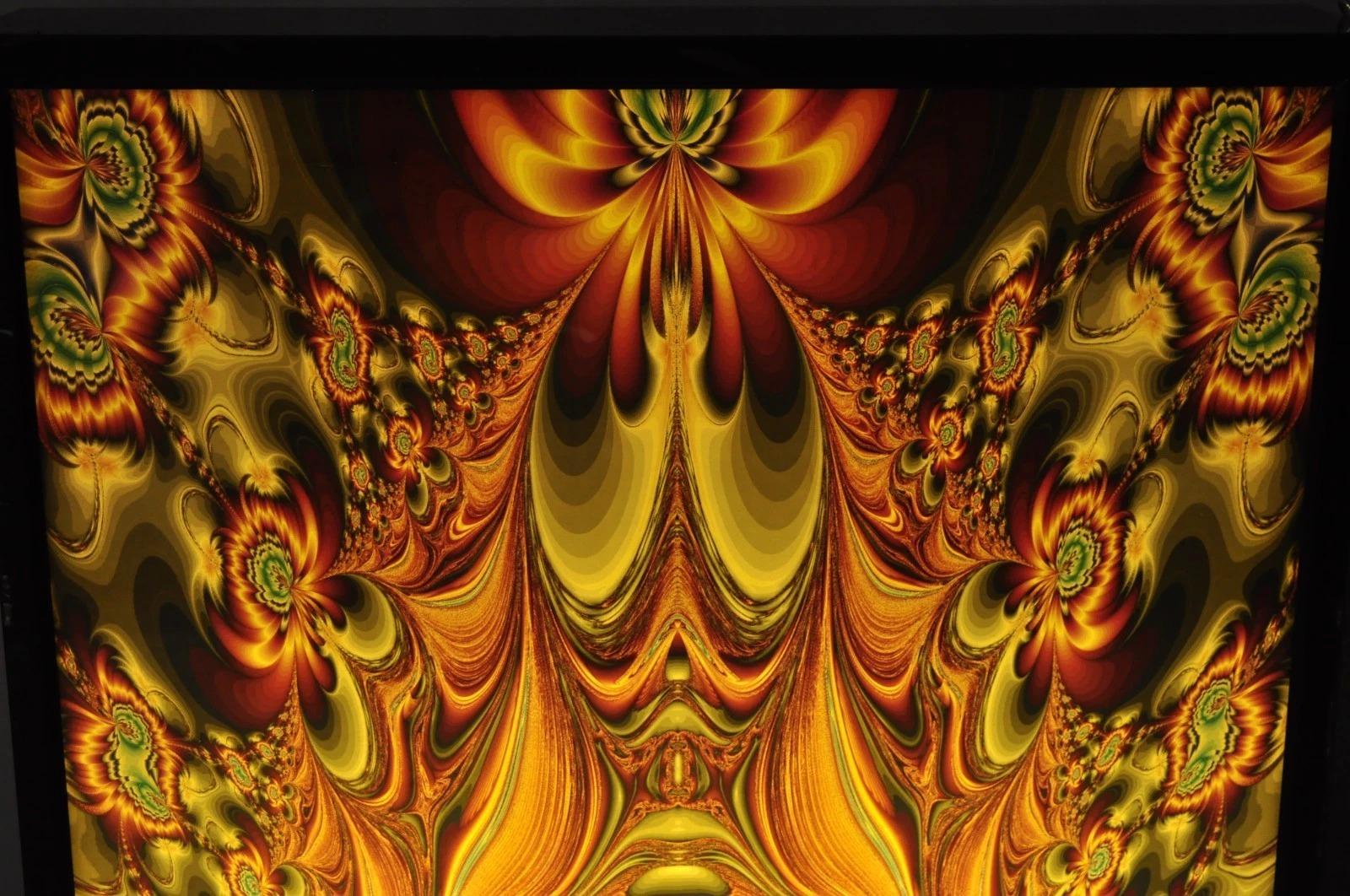 Mid-Century Modern Vintage 1990 Illuminated Shadowbox Psychedelic Wall Art Encadré Poster 30x24 en vente