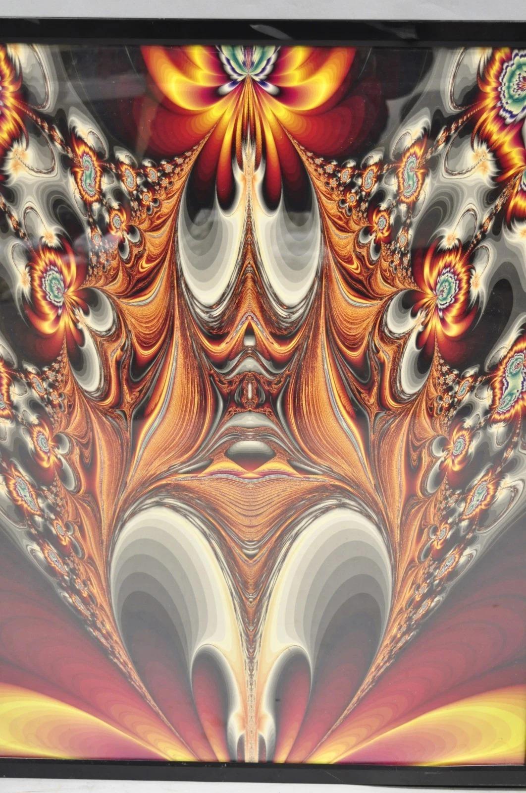 Vintage 1990 Illuminated Shadowbox Psychedelic Wall Art Encadré Poster 30x24 Bon état - En vente à Philadelphia, PA