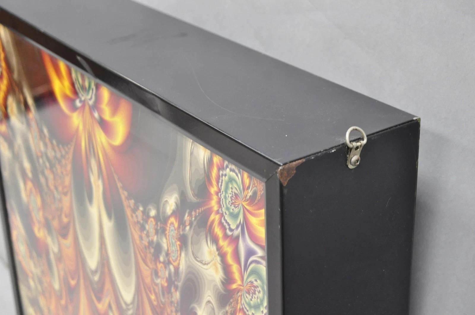 20ième siècle Vintage 1990 Illuminated Shadowbox Psychedelic Wall Art Encadré Poster 30x24 en vente