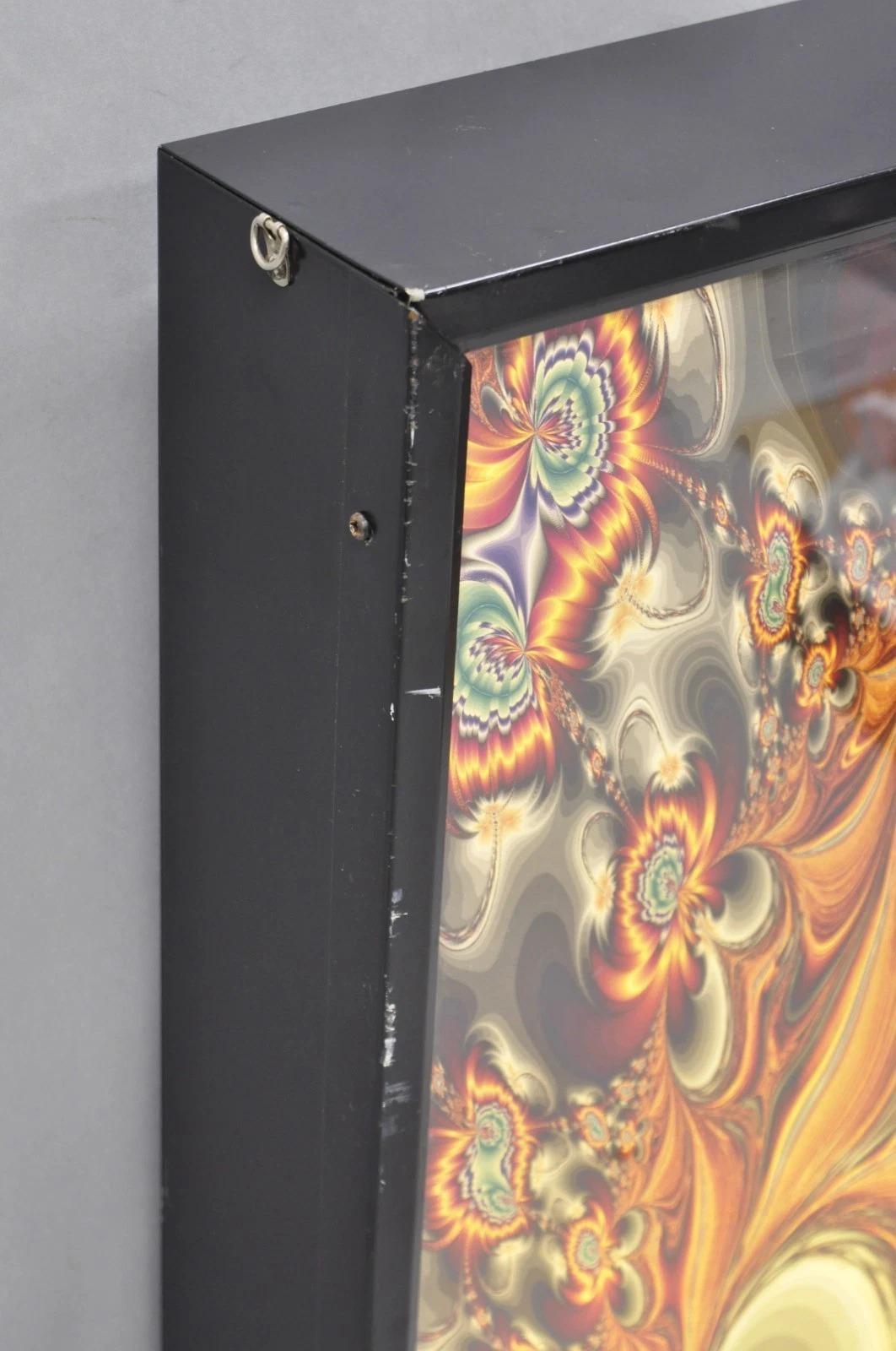 Métal Vintage 1990 Illuminated Shadowbox Psychedelic Wall Art Encadré Poster 30x24 en vente