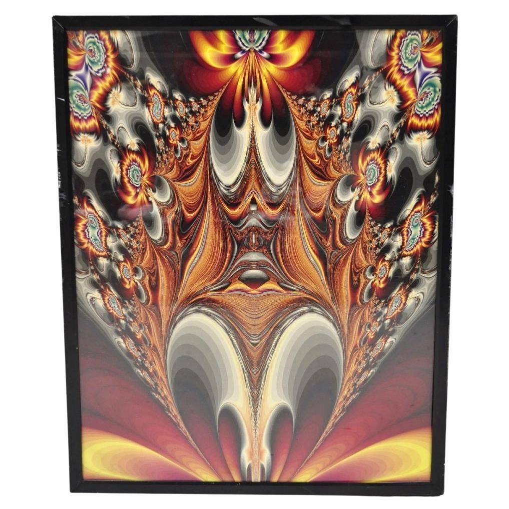 Vintage 1990 Illuminated Shadowbox Psychedelic Wall Art Encadré Poster 30x24 en vente