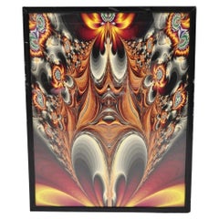 Vintage 1990s Illuminated Shadowbox Psychedelic Wall Art Framed Poster 30x24