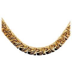 Vintage 1990s Italian 14k Yellow Gold Bold Choker Necklace