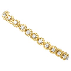 Vintage 1990s Italian 3.78 Carat Diamond Yellow Gold Bracelet