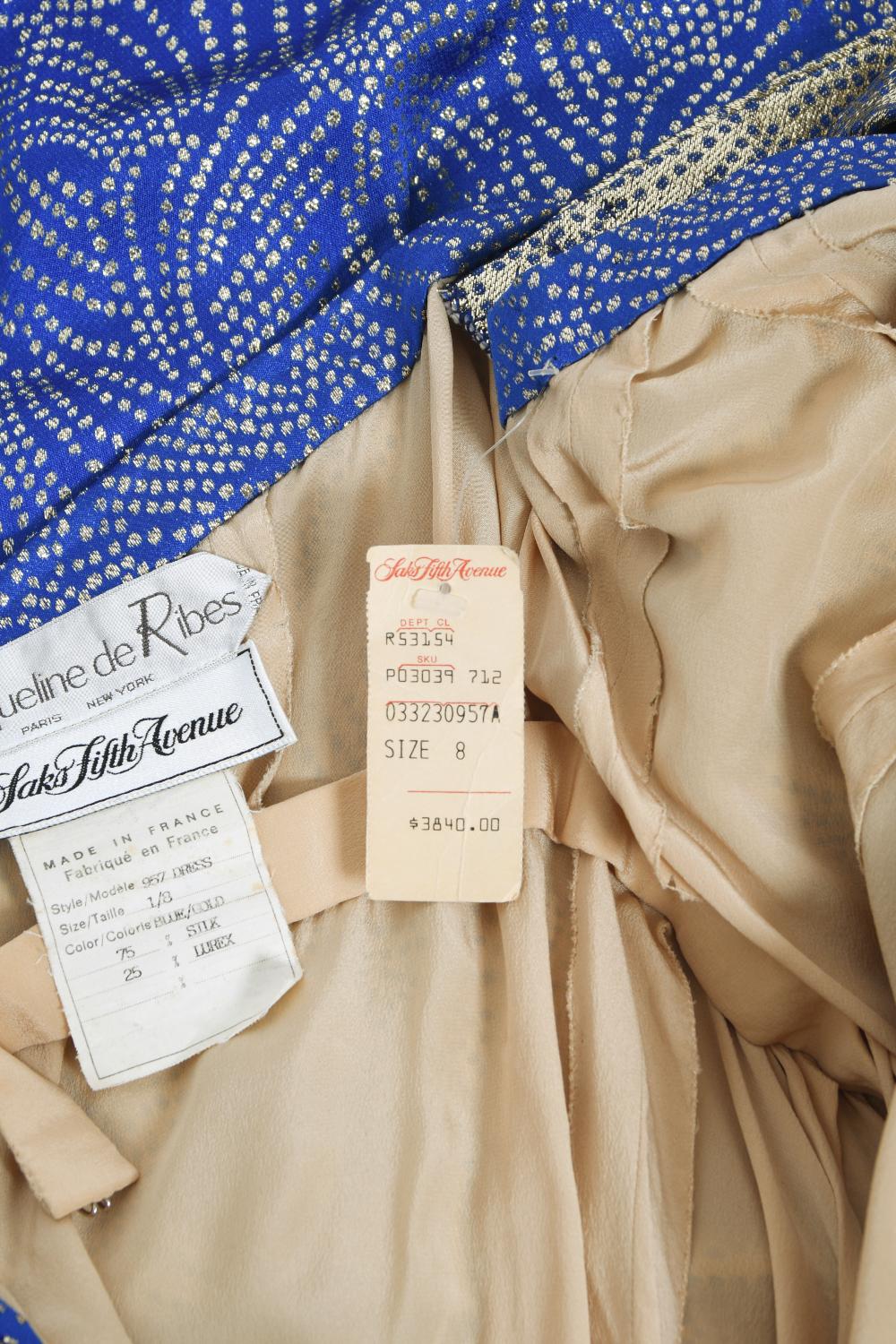 Robe asymétrique vintage en soie bleue métallisée coupée en biais Jacqueline de Ribes, années 1990 en vente 11