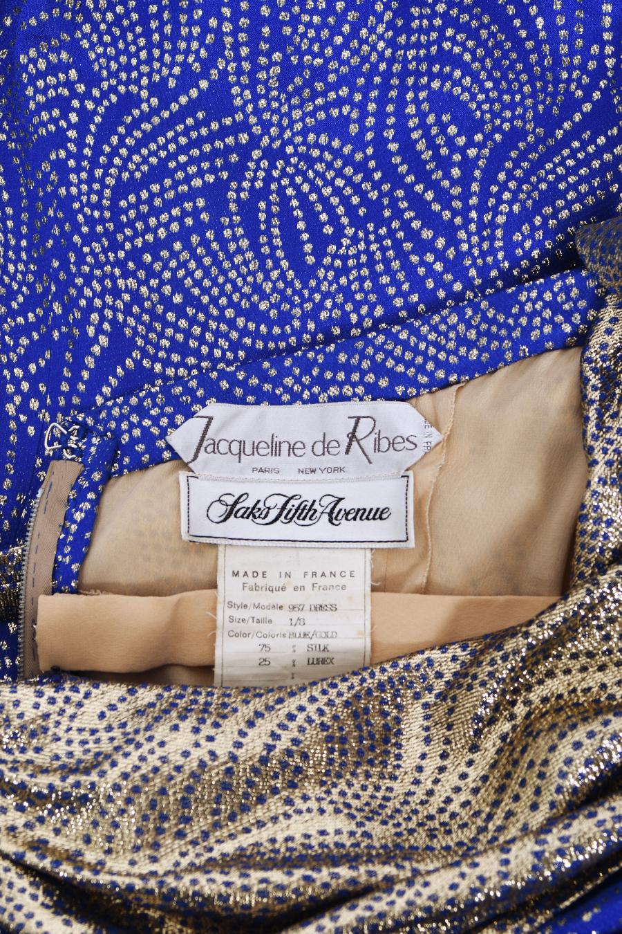 Robe asymétrique vintage en soie bleue métallisée coupée en biais Jacqueline de Ribes, années 1990 en vente 12