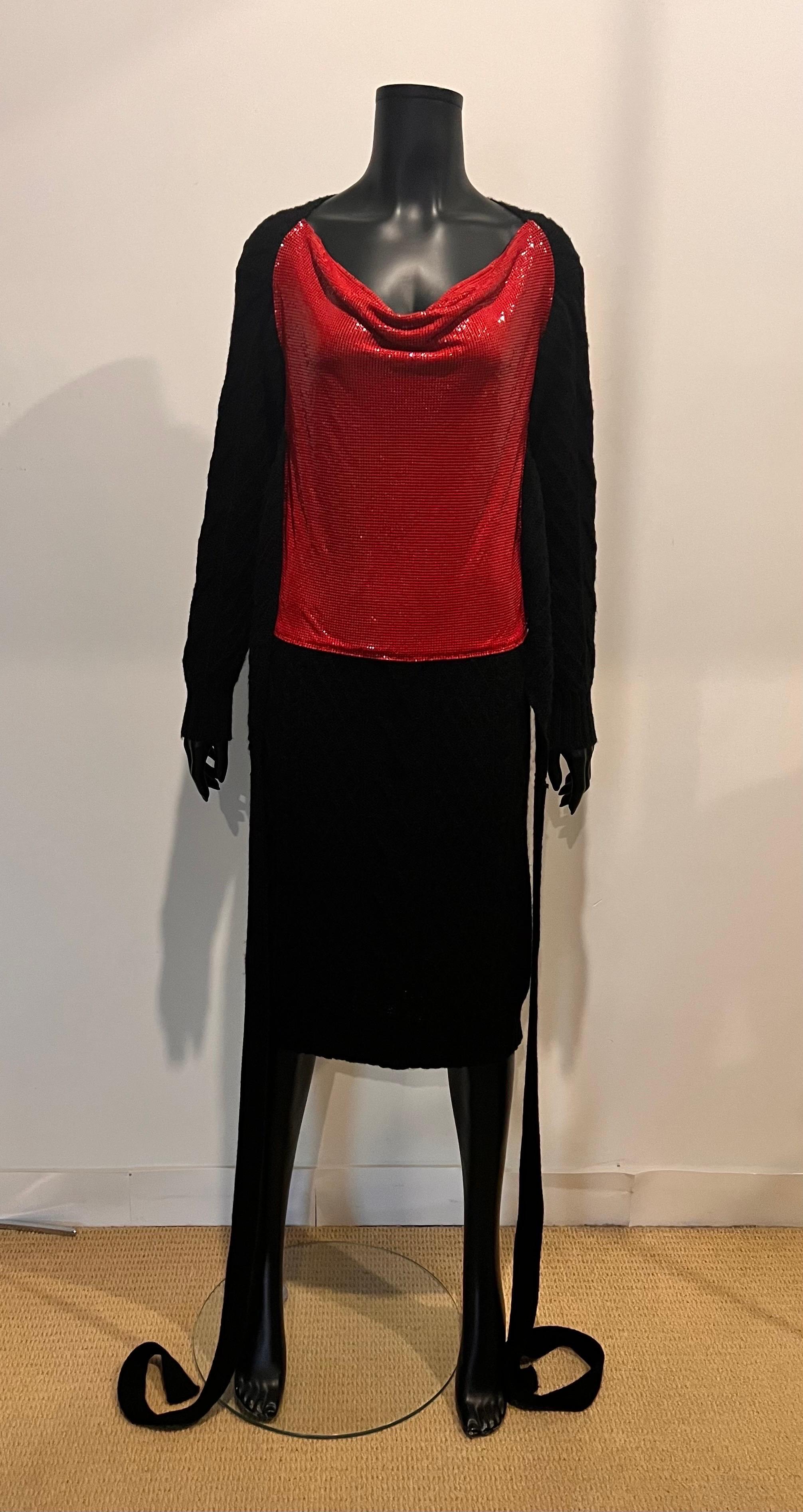 Vintage 1990’s Jean Paul Gaultier cable knit dress with glomesh cowl front  For Sale 10