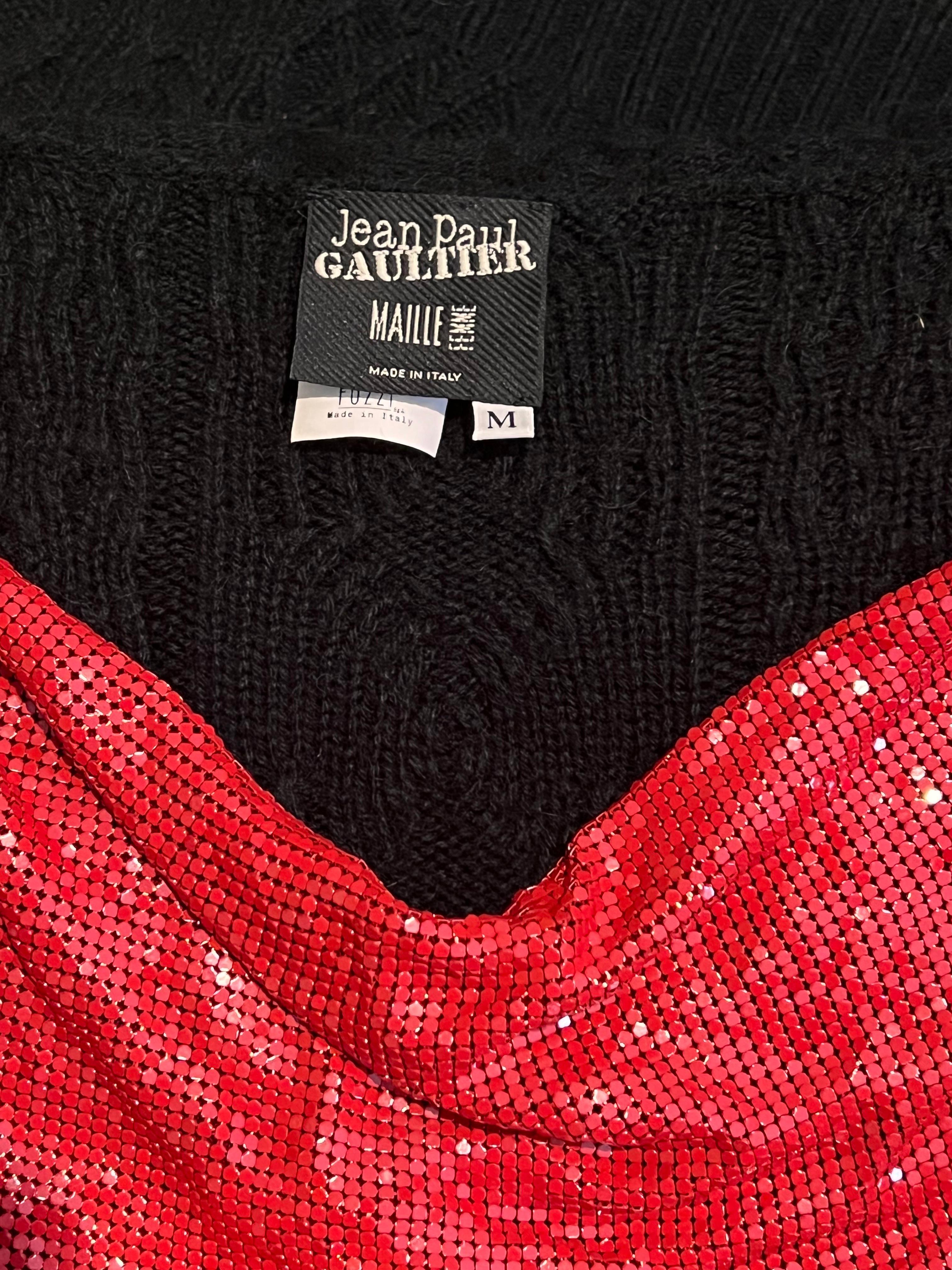 Vintage 1990’s Jean Paul Gaultier cable knit dress with glomesh cowl front 11