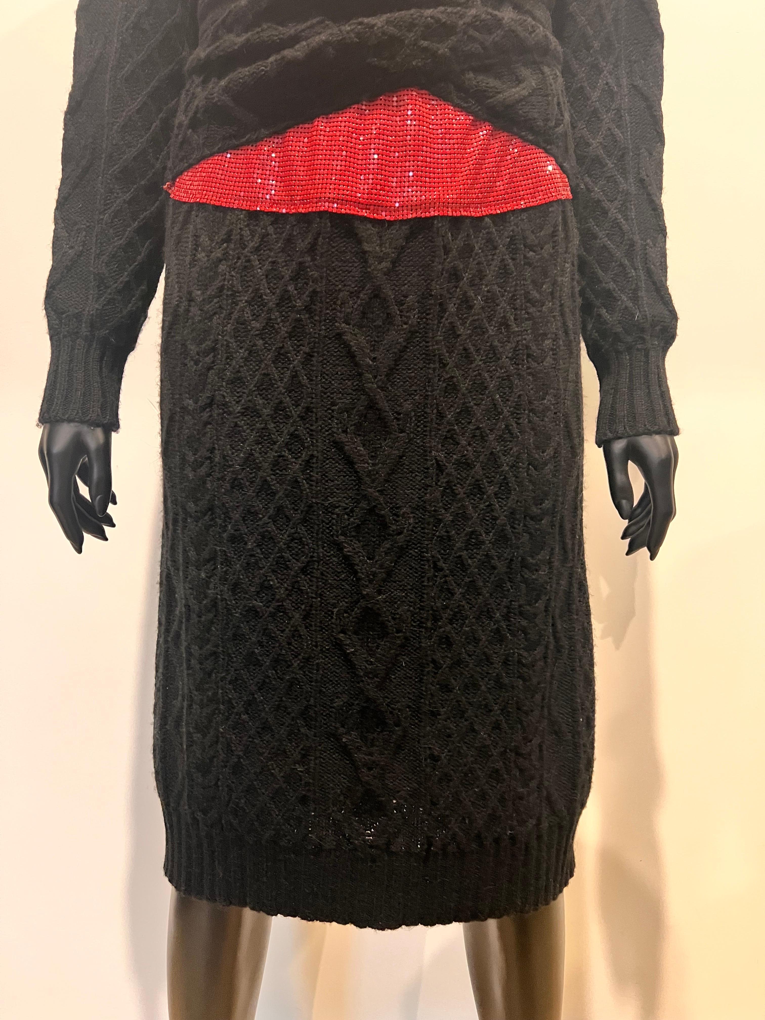 Vintage 1990’s Jean Paul Gaultier cable knit dress with glomesh cowl front  For Sale 3
