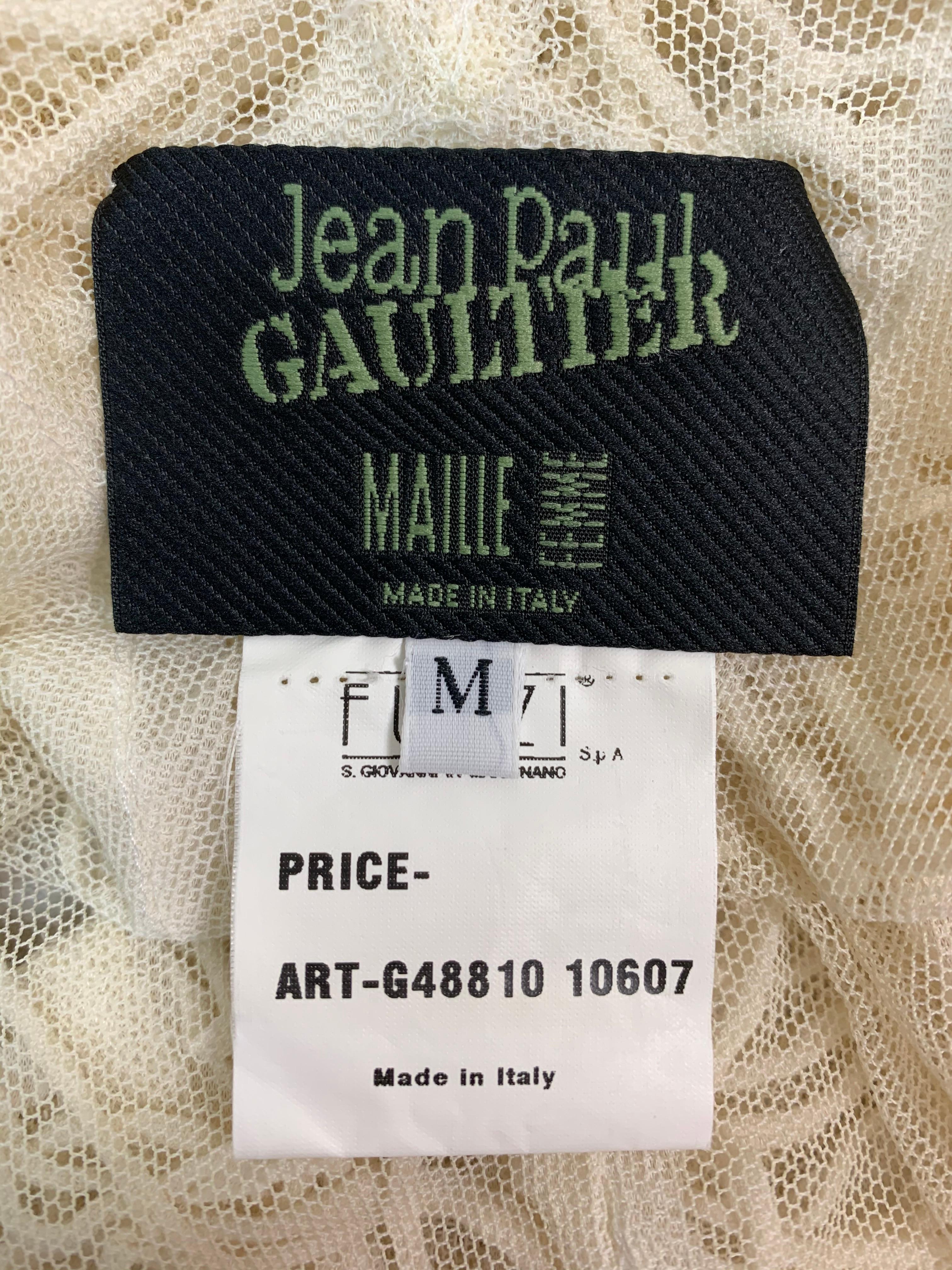 Vintage 1990's Jean Paul Gaultier Sheer Ivory Mesh Spiderweb Dress In Good Condition In Yukon, OK