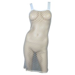 Vintage 1990's Jean Paul Gaultier White Fishnet Mini Dress