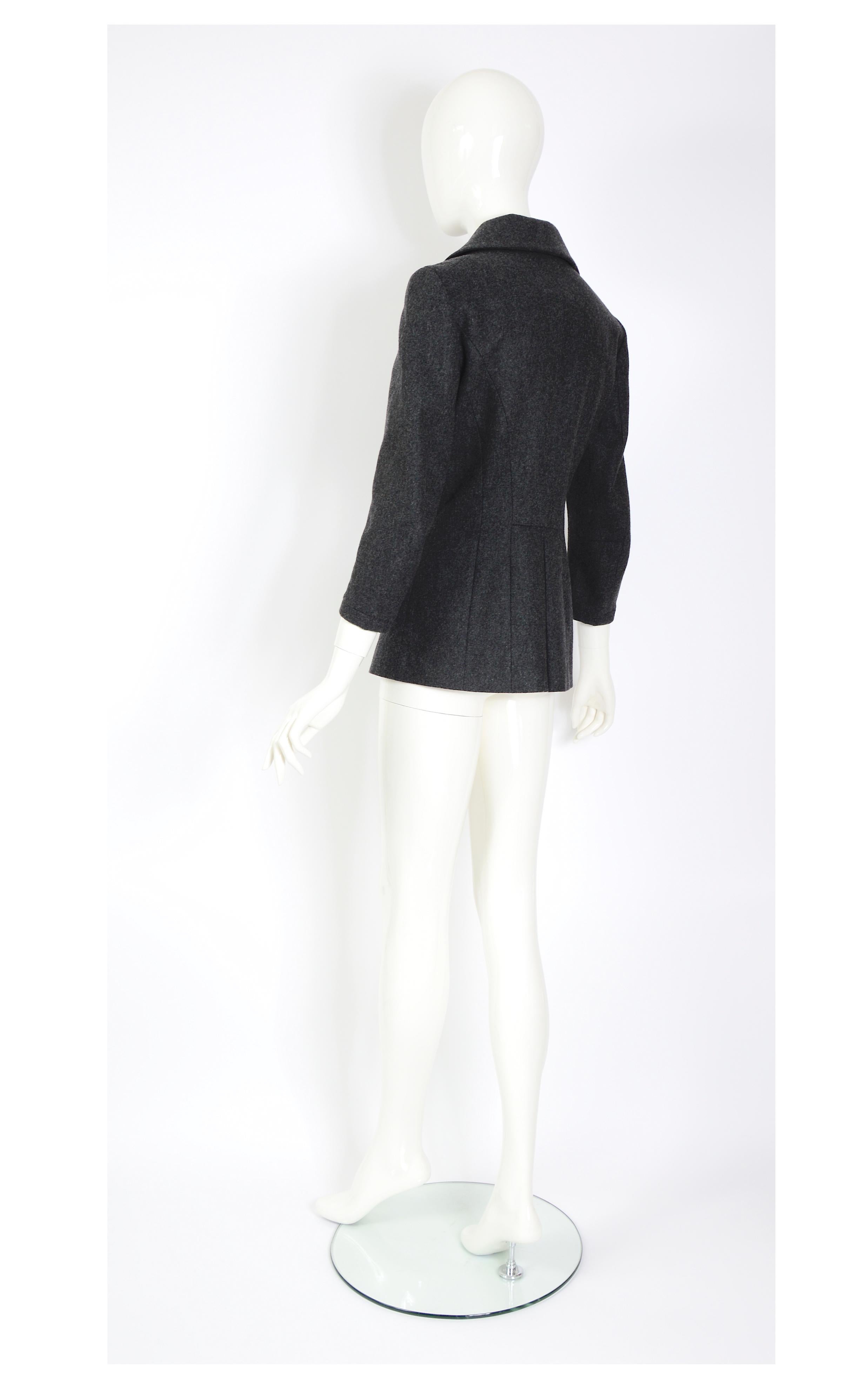 Women's Vintage 1990s John Galliano wool & Cashmere mix grey three quarter sleeve jacket For Sale