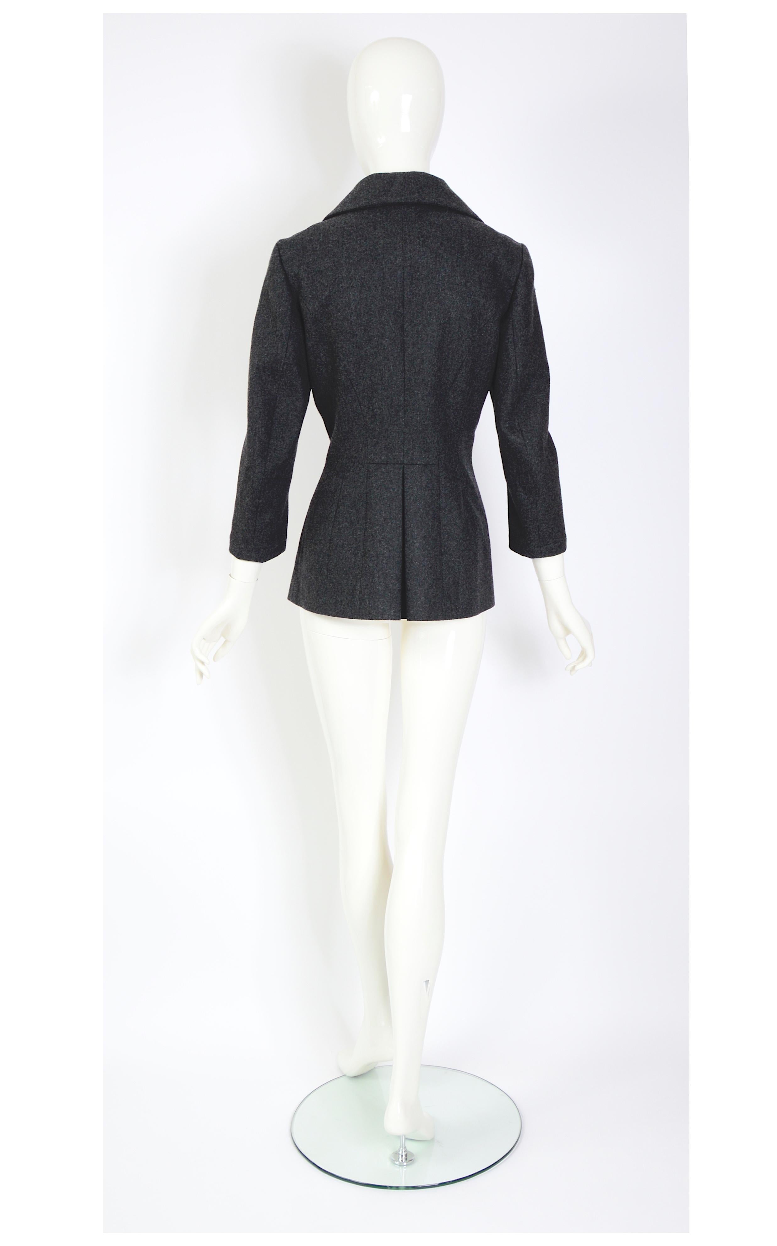 Vintage 1990s John Galliano wool & Cashmere mix grey three quarter sleeve jacket For Sale 1