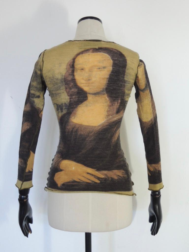Vintage 1990s John Paul Gaultier Maille Femme Mona Lisa Long Sleeve Top  Shirt For Sale at 1stDibs